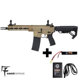 Pack complet r&eacute;plique airsoft AEG M4 Tan Shinobi avec batterie - Saigo Defense