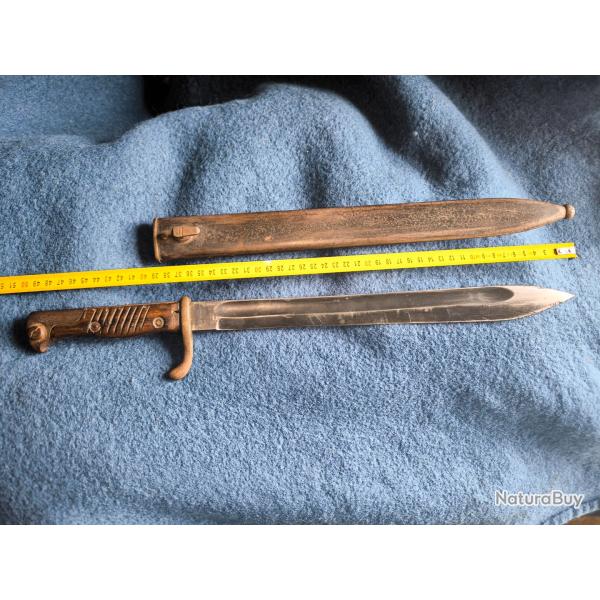 Ba�onnette allemande 98 05 1917 Alex Coppel Solingen 2e type langue de carpe avec fourreau acier