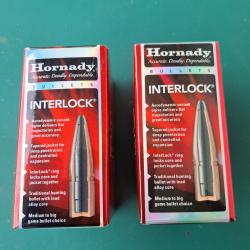 2 boites de 100 ogives Hornady INTERLOCK RN cal 308 - 150 grains
