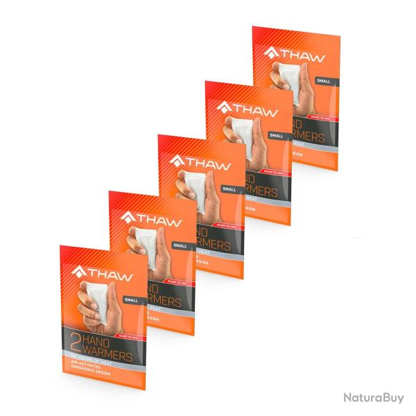 Pack de 5 chaufferettes jetables THAW - Activation � l'air - Grand format
