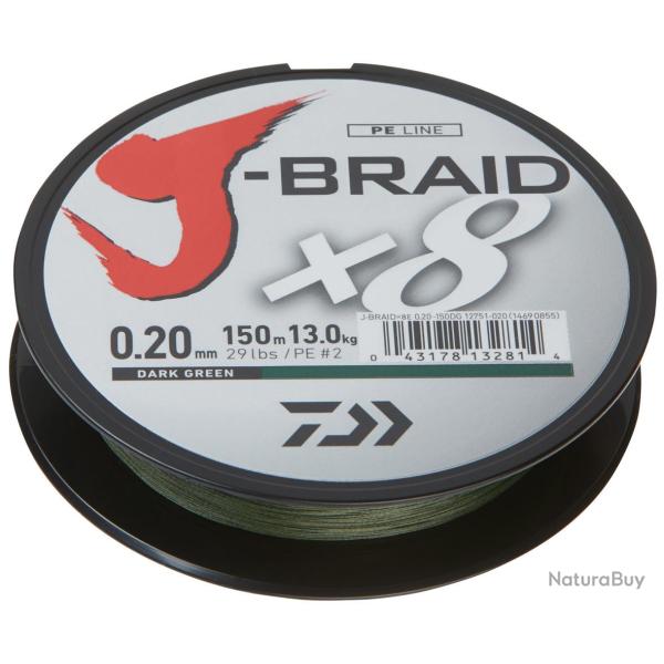 Daiwa TRESSE JBRAID 8B 150M 20/100 Verte