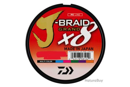 Tresse Daiwa J Braid 8 Brins 1500 M – Multicolore 42/100, Résistance 46,5 Kg
