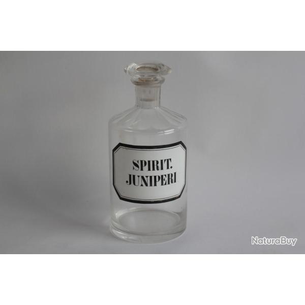 Ancien flacon d'apothicaire verre �maill� Spirit Juniperi