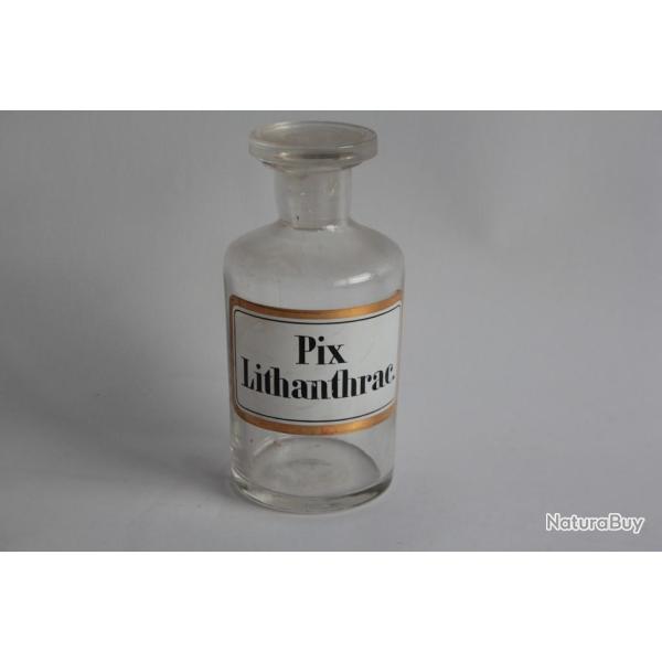 Ancien flacon d'apothicaire verre �maill� Pix Lithantrac