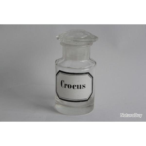 Ancien flacon d'apothicaire verre �maill� Crocus