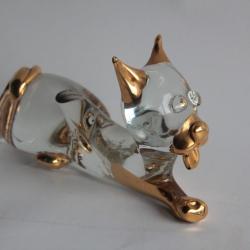 MURANO Chien verre souffl&eacute; dor&eacute;