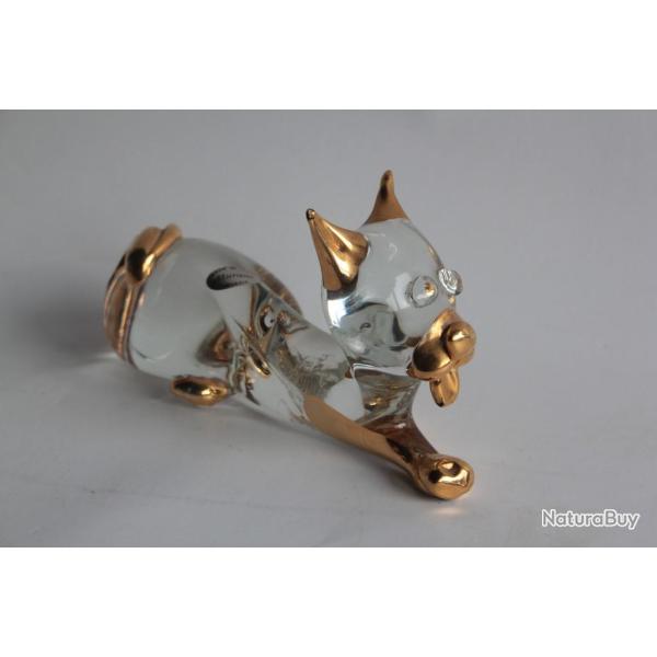 MURANO Chien verre souffl� dor�