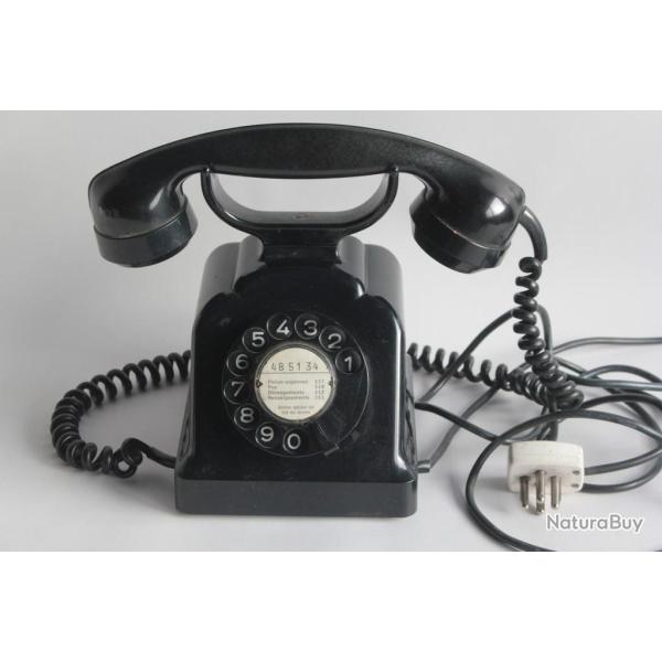 T�l�phone vintage bak�lite noir PTT Suisse