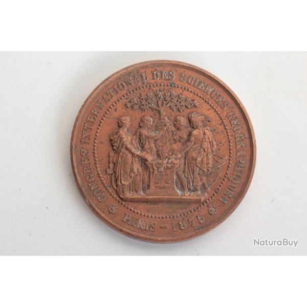 M�daille Concours international des Sciences g�ographique Paris 1875