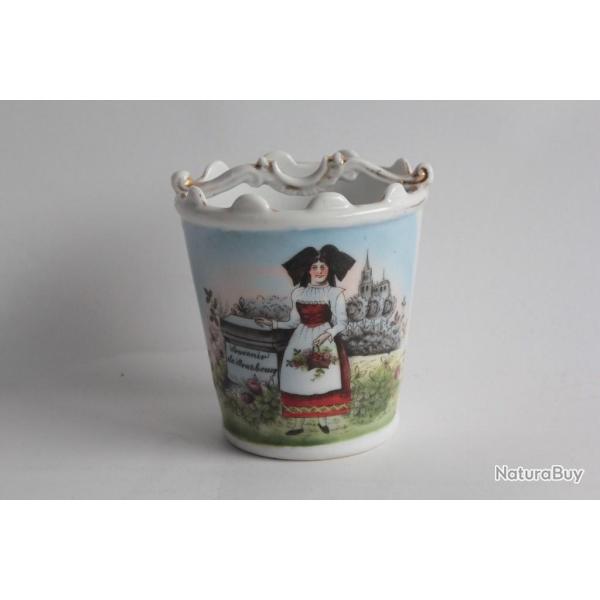 Seau porcelaine Souvenir de Strasbourg Alsace