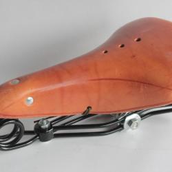 Selle de v&eacute;lo d'officier militaire Suisse vintage cuir marron