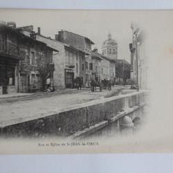 CPA Ain Rue et &eacute;glise de Saint-Jean-le-Vieux