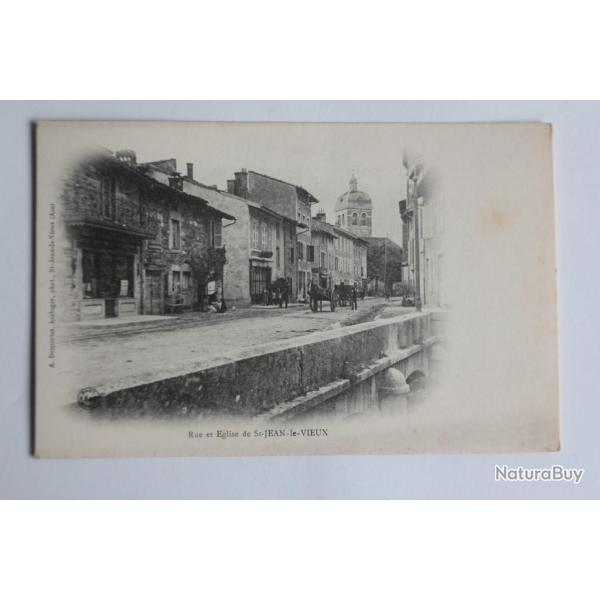 CPA Ain Rue et �glise de Saint-Jean-le-Vieux