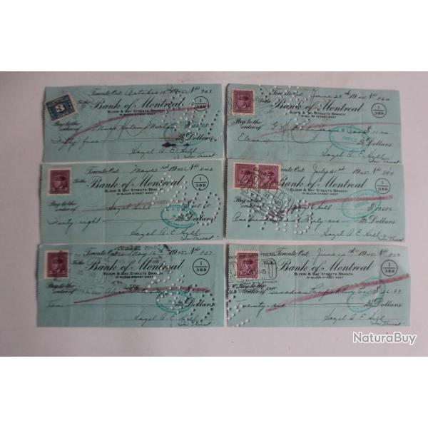 6 Ch�ques Montr�al Canada 1945 Timbre