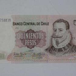 Billet 500 Pesos Chili 1991 neuf