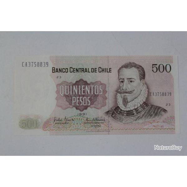 Billet 500 Pesos Chili 1991 neuf