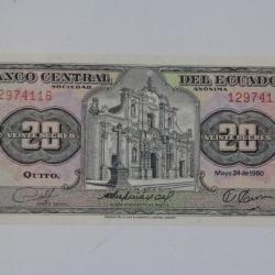 Billet 20 Sucres &Eacute;quateur 1980 neuf