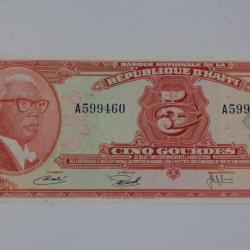 Billet 5 Gourdes Ha&iuml;ti TTB