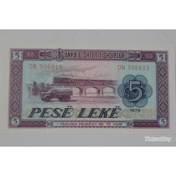 Billet 5 Lek� Albanie 1976 neuf