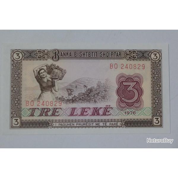 Billet 3 Lek� Albanie 1976 neuf