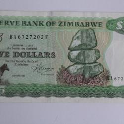 Billet 5 Dollars Zimbabwe 1983 TTB+
