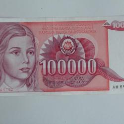 Billet 100000 Dinara Yougoslavie 1989 neuf