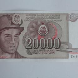 Billet 20000 Dinara Yougoslavie 1987 neuf