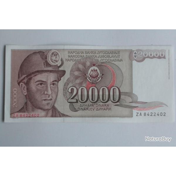 Billet 20000 Dinara Yougoslavie 1987 neuf