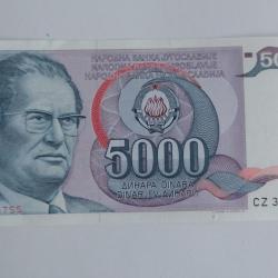 Billet 5000 Dinara Yougoslavie 1980 neuf