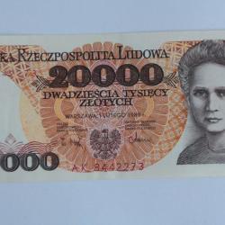 Billet 20000 Zlotych Pologne 1989 SPL
