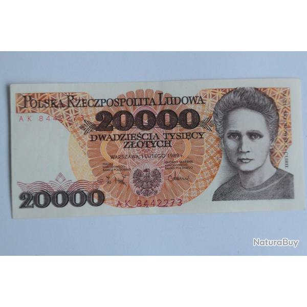 Billet 20000 Zlotych Pologne 1989 SPL