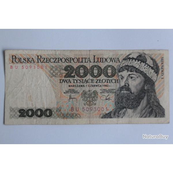 Billet 2000 Zlotych Pologne 1982 TB