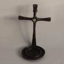 Ancien Bougeoir religieux bronze