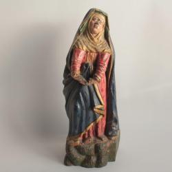 Ancienne Sculpture Vierge bois polychrome