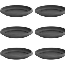 Plateau fleurs plastique noir &Oslash;15,5x2 cm l&eacute;ger durable 6 pcs
