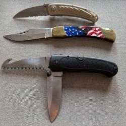 Lot de 3 couteaux pliants/ utilitaires.