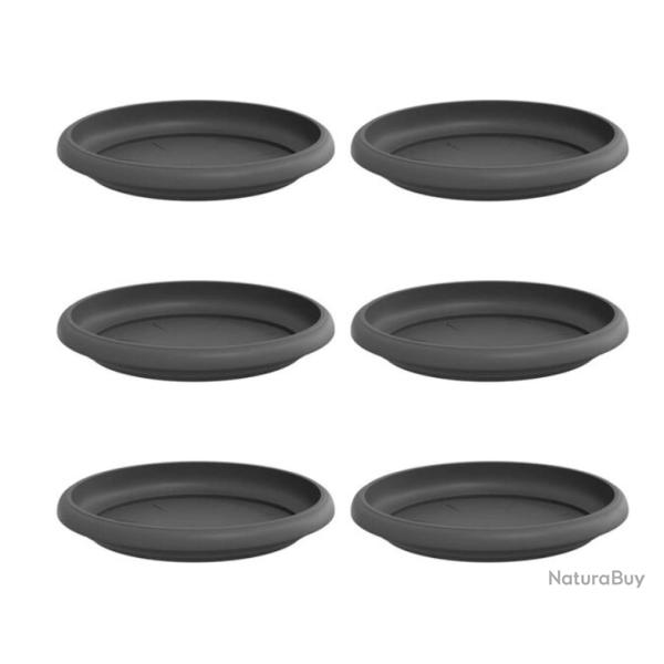 Plateau fleurs plastique noir �19x2 cm rond l�ger durable 6 pcs