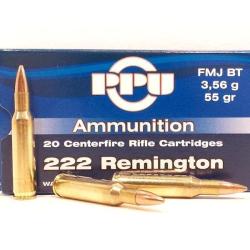 MUNITIONS PARTIZAN CALIBRE 222 REM FMJ 55GR - 3.6G x100 