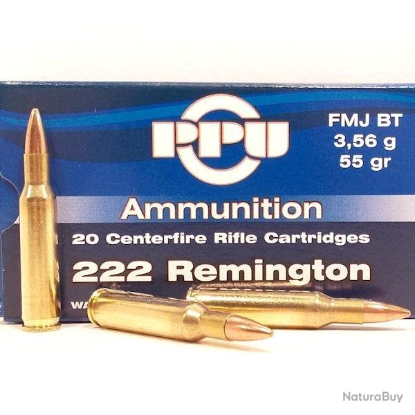 MUNITIONS PARTIZAN CALIBRE 222 REM FMJ 55GR - 3.6G x100 