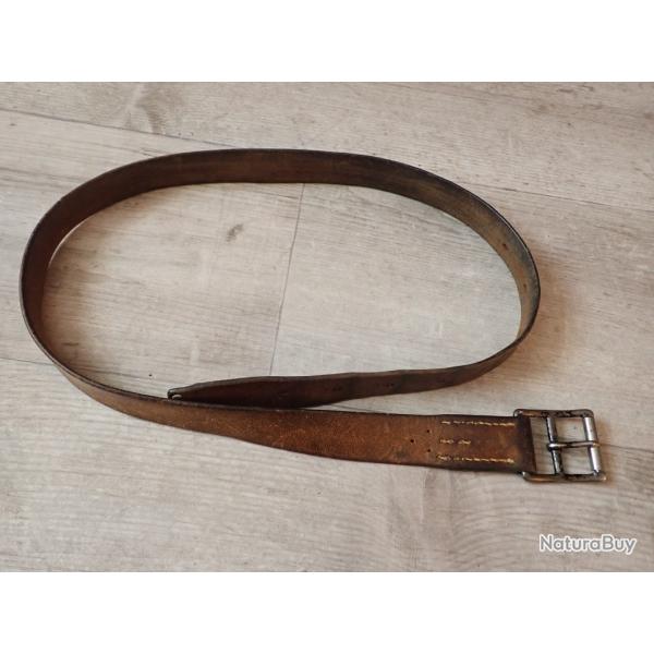 Ceinturon, ceinture pour �tui pistolet Suisse / porte fourreau baionnette Rubin Schmidt Cuir 105 cm