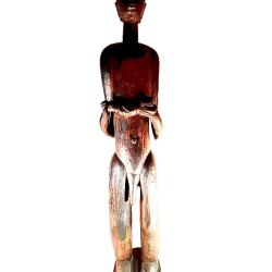 Imposante sculpture d'Afrique centrale homme tenant un enfant 1,60 m