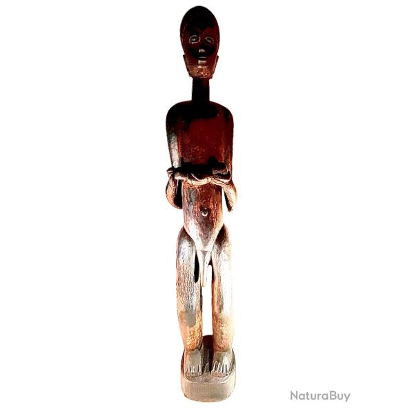 Imposante sculpture d'Afrique centrale homme tenant un enfant 1,60 m