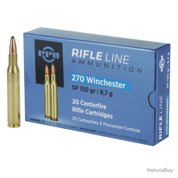 Cartouches PPU Calibre 270 WINCHESTER SP 150grs - Boite de 20 unit�s