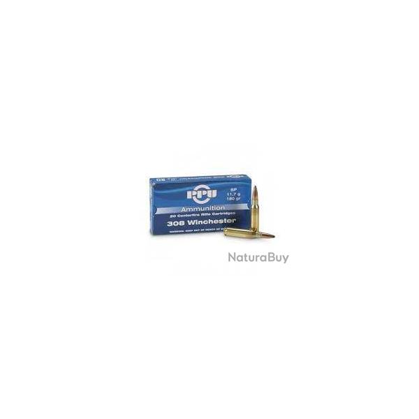 PPU CARTOUCHE cal .308 WINCHESTER 190gr HP-BT boite de 20