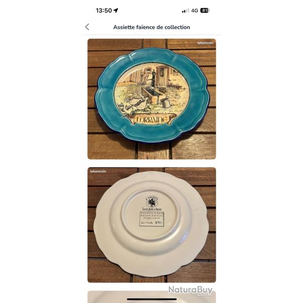 Assiette fait main num�rot�e.