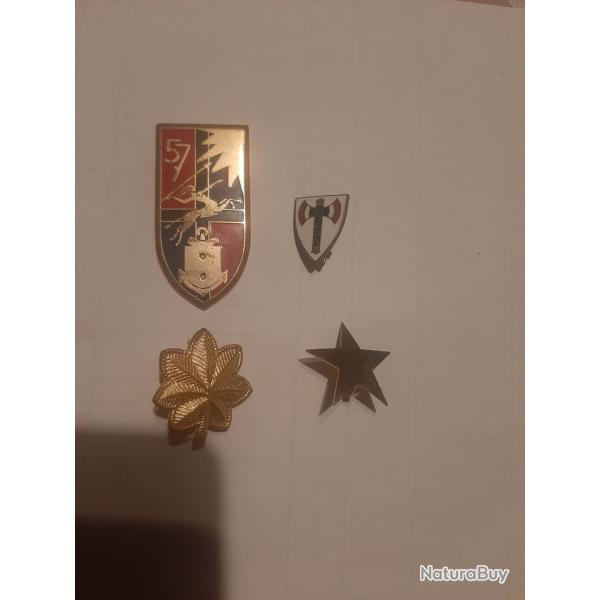 Lot 4 insignes, broche, pin's US militaire, Francisque