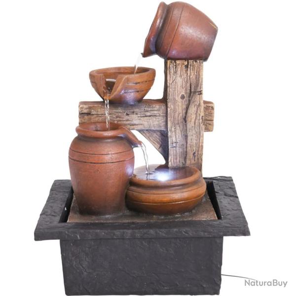 Fontaine d�corative en polyr�sine avec LED et amphores - 22x19x29cm