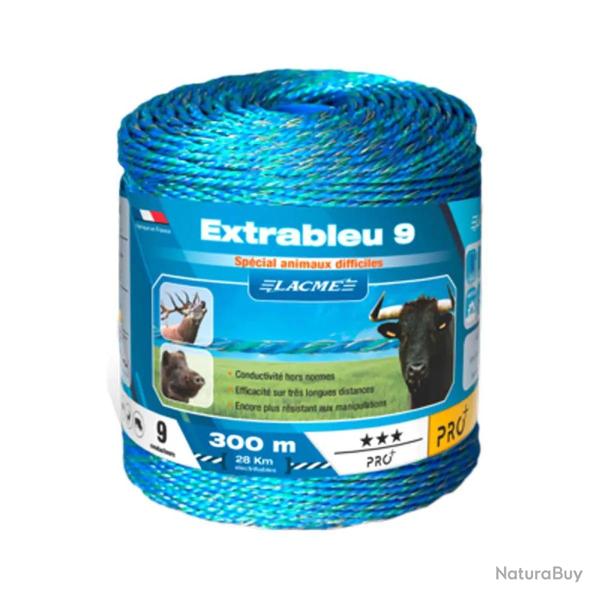 Fil �lectrifiable Extrableu 9 - 300m pour Gros Animaux - Cuivre/Inox - LACME