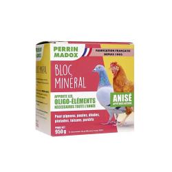 Bloc oligo &eacute;l&eacute;ments anis Perrin Madox 950 g pigeons volailles et oiseaux