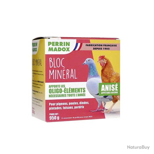 Bloc oligo �l�ments anis Perrin Madox 950 g pigeons volailles et oiseaux